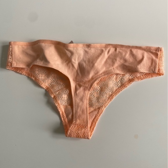 NWT 🍑 La Senza Lace Front Thong Panties in Peach • S Small - Picture 3 of 5
